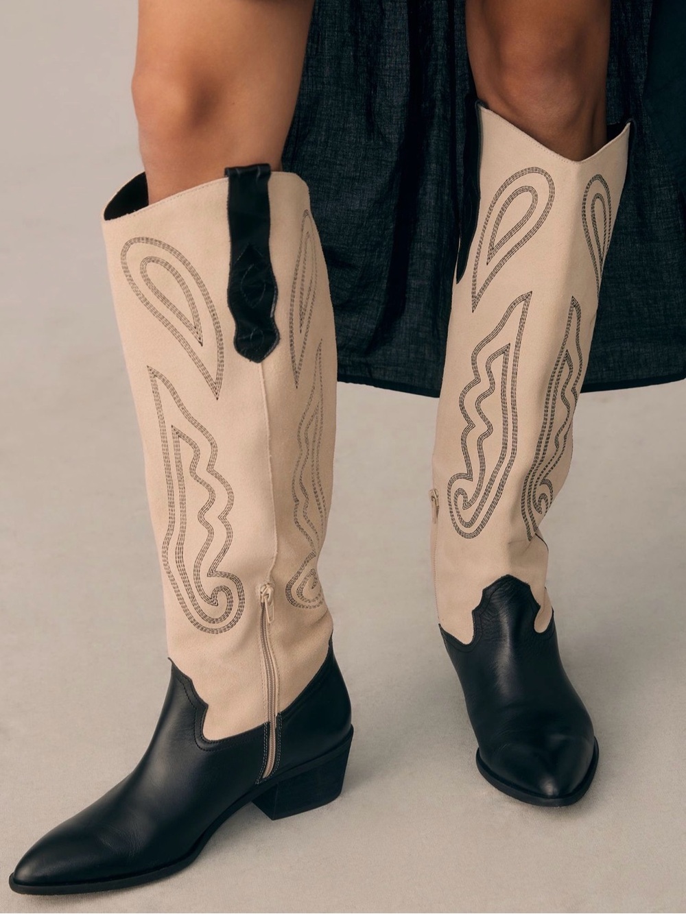 Anthropologie Pilcro Two-Tone Contrast Western Knee Boots